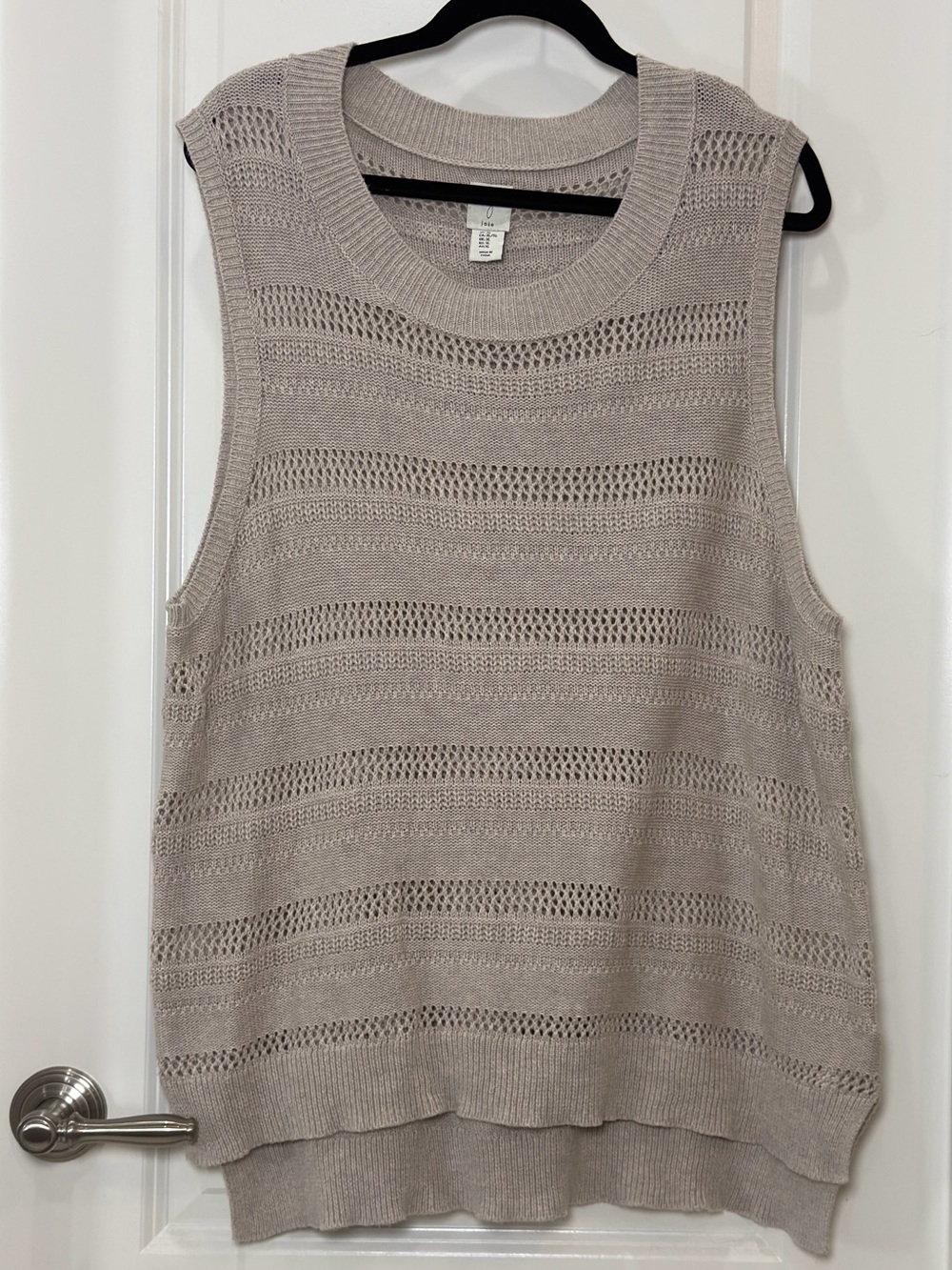 Joie Openwork Knit Sleeveless Tank in Light Taupe